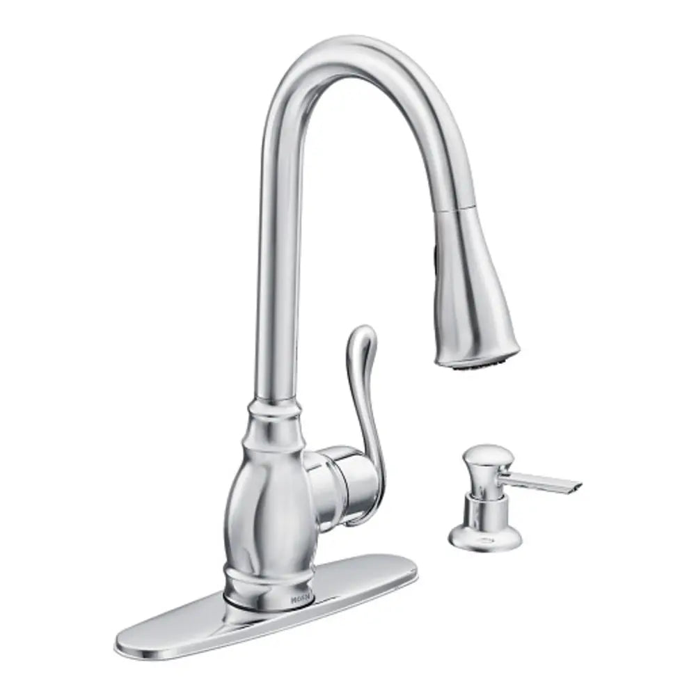 Moen Anabelle Single Handle Kitchen Faucet with Pulldown Spray and Soap Dispenser