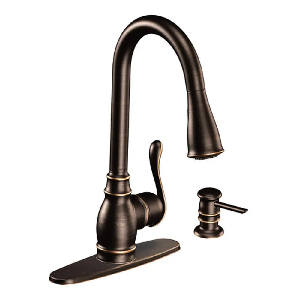 Moen Anabelle Single Handle Kitchen Faucet with Pulldown Spray and Soap Dispenser