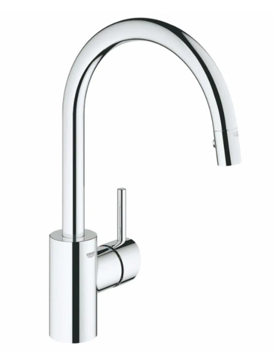 Grohe Concetto Pull-Down Kitchen Faucet and Foot Control Adapter Kit Combo with 2-Function Push and Lock Sprayer