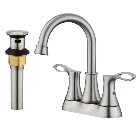 CASA INC 4 inch 2-Handle Deck Mounted Bathroom Faucet Kit with Pop Up Drain