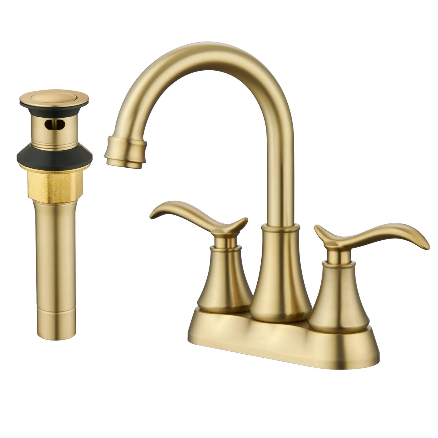 CASA INC 4 inch 2-Handle Bathroom Sink Faucet 360° Swivel Spout with Water Supply Lines and Pop Up Drain