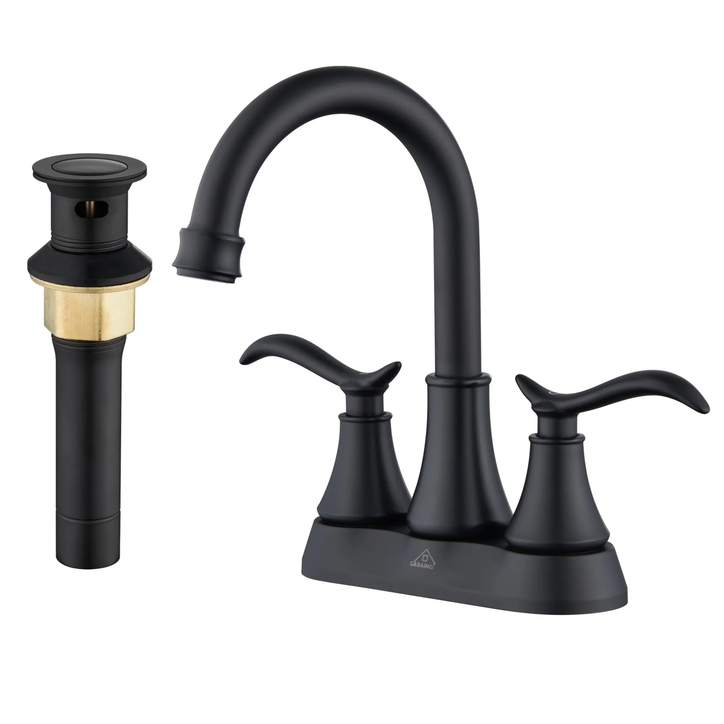 CASA INC 4 inch 2-Handle Bathroom Sink Faucet 360° Swivel Spout with Water Supply Lines and Pop Up Drain