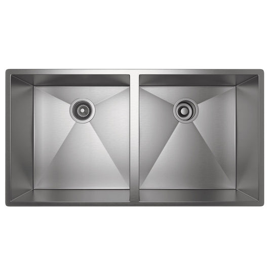 Rohl Forze RSS3518SB Double Bowl Undermount Stainless Steel Kitchen Sink