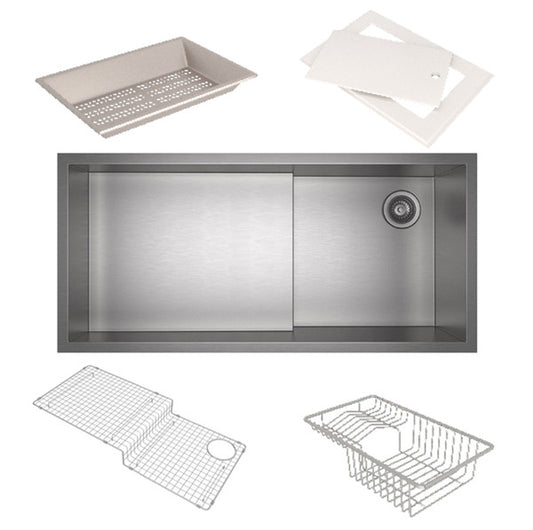 Rohl Culinario RUWKIT36162SB Single Bowl Undermount Stainless Steel Kitchen Sink