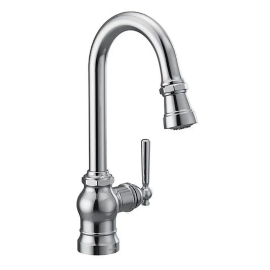 Moen Paterson 1.5 GPM Single Hole Pull Down Bar Faucet with Duralast Cartridge and Reflex, PowerClean, and Duralock Technologies