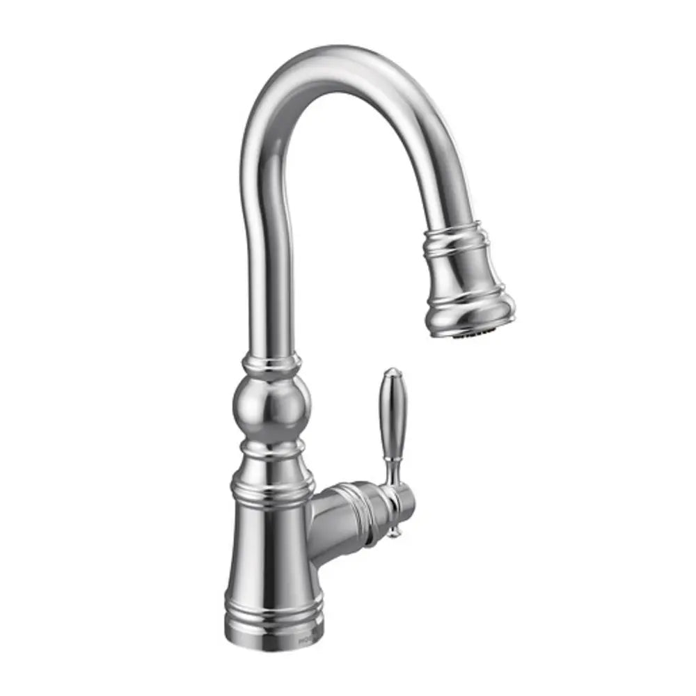 Moen Weymouth 1.5 GPM Single Hole Pull Down Bar Faucet with Duralast Cartridge and Reflex, PowerClean, and Duralock Technologies