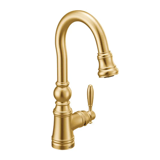 Moen Weymouth 1.5 GPM Single Hole Pull Down Bar Faucet with Duralast Cartridge and Reflex, PowerClean, and Duralock Technologies