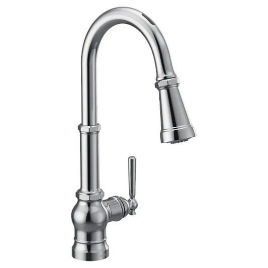 Moen Paterson 1.5 GPM Single Hole Pull Down Smart Kitchen Faucet with Motion Control and Voice Activation - Includes Escutcheon