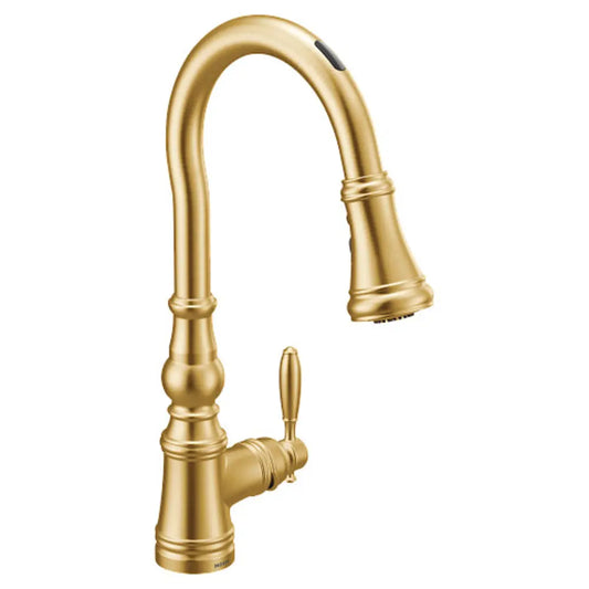 Moen Weymouth 1.5 GPM Single Hole Pull Down Smart Kitchen Faucet with Motion Control and Voice Activation