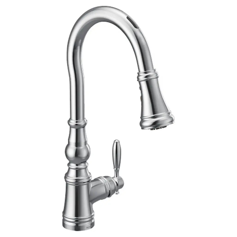 Moen Weymouth 1.5 GPM Single Hole Pull Down Smart Kitchen Faucet with Motion Control and Voice Activation