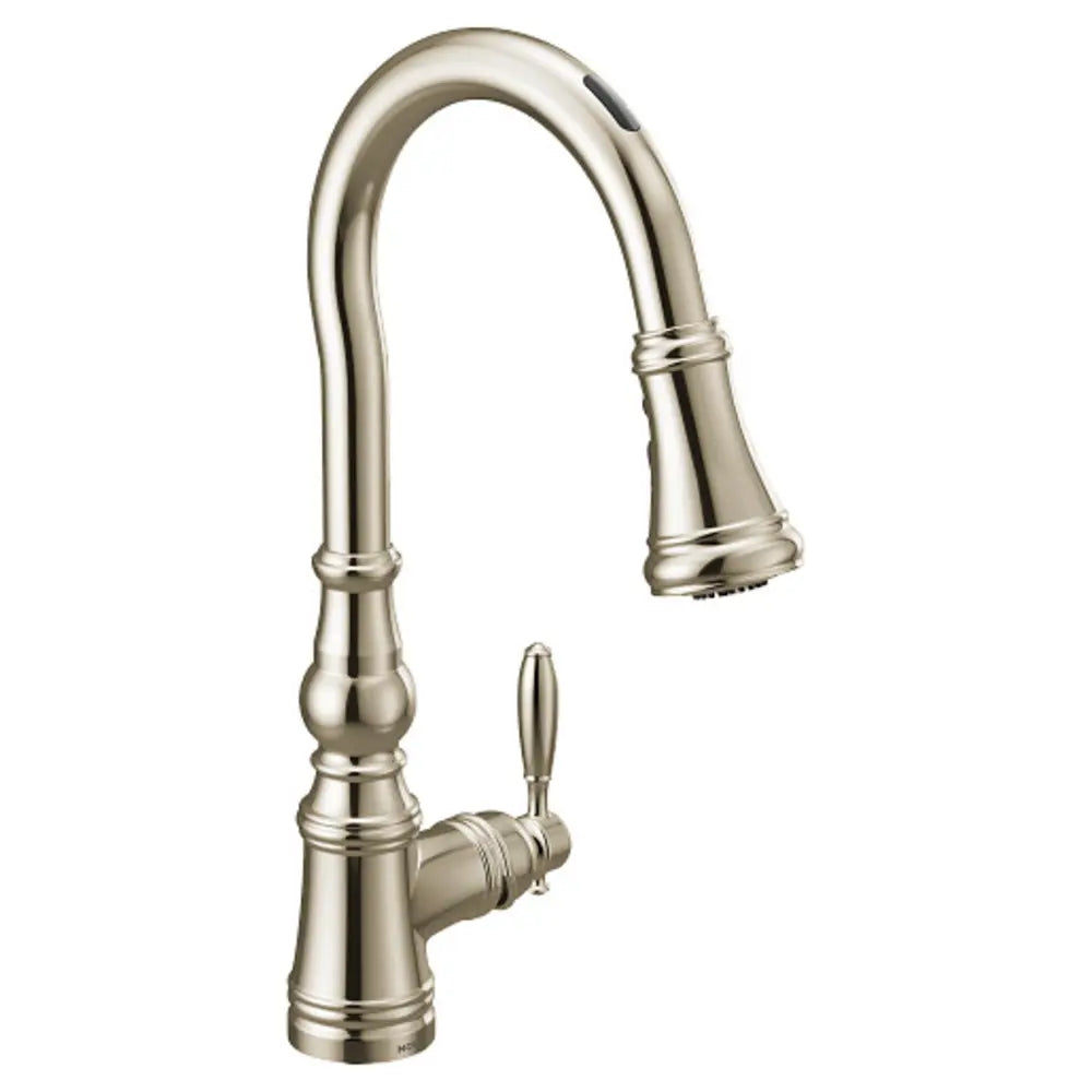 Moen Weymouth 1.5 GPM Single Hole Pull Down Smart Kitchen Faucet with Motion Control and Voice Activation